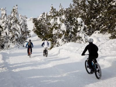 Elektrisches Fatbike auf Schnee in Les Angles