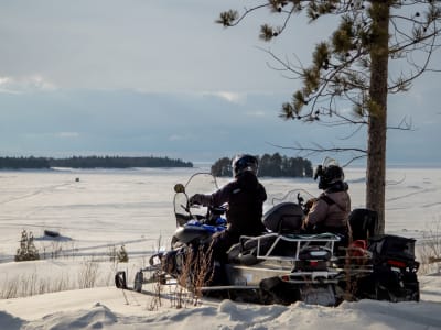 Snowmobile tour on Lake Saint-Jean near Saguenay