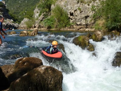 Hydrospeed-Abfahrt des Canyon du Diable, in der Nähe von Montpellier