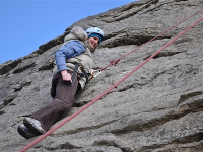 Rock climbing up Eglwyseg in Llangollen