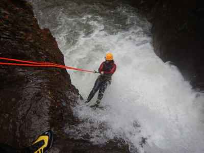 Beginner's canyoning at Alpine Roses Gorge in Tarrenz, Tyrol