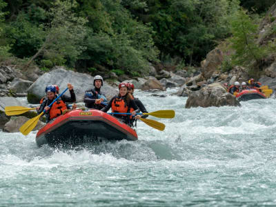 Whitewater rafting on the Inn River through the Giarsun gorge