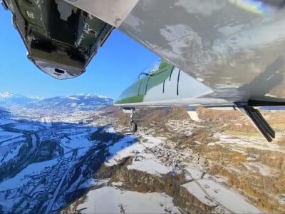Jet fighter flight (L-39) over the Aosta Valley