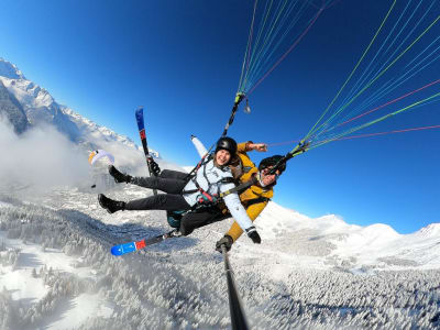 Winter Tandem paragliding flight over Verbier