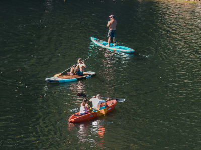 Kayak and swim at Umauma falls, on the Island of Hawaii, near Hilo