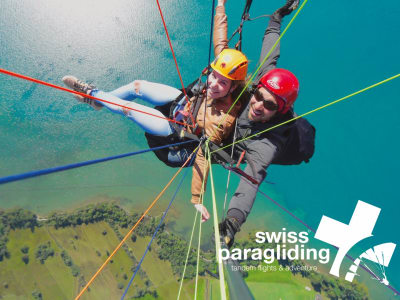 Tandem paragliding flight from Beatenberg near Interlaken, Switzerland