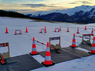 Einführung in den Biathlon auf dem Col du Soulor bei Lourdes