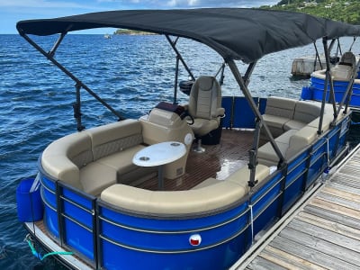 Pontoon boat rental in Bouillante, Guadeloupe, near the Cousteau reserve