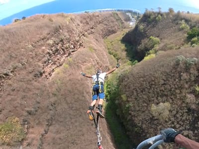 Puenting de 120 m desde el viaducto del barranco Fontaine en Saint-Leu, Isla Reunión