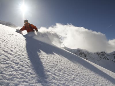 Backcountry snowboarding in Madonna di Campiglio