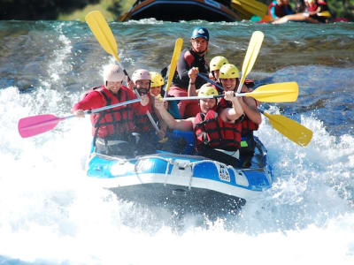 Rafting down the Garonne River near Marignac in the Pyrenees