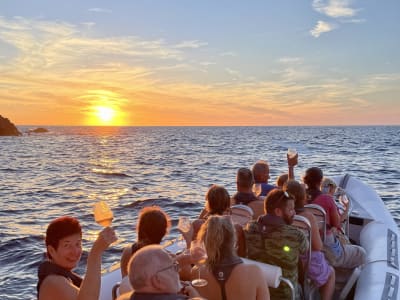 Balade en bateau dans le golfe de Porto depuis Sagone ou Cargèse au coucher du soleil, Corse