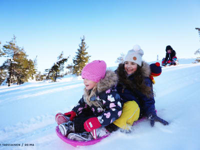 Randonnée en raquettes à neige et toboggan à Saariselkä au départ d'Ivalo