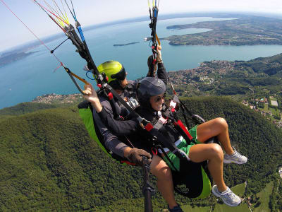 Tandem Paragliding Flight over Lake Garda from Gardone Riviera