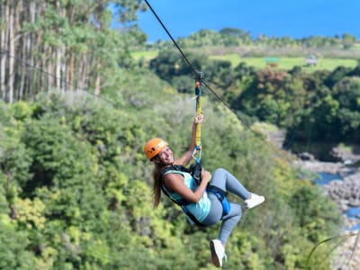 Zipline tour and kayaking in the Umauma River on the Big Island near Hilo