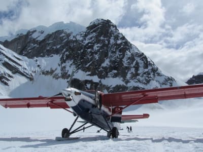 Panoramic flight over Alaska's Mt. Denali and Kalhitna Glacier, from Talkeetna