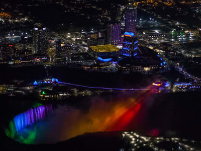 Night Helicopter Flight over Niagara Falls