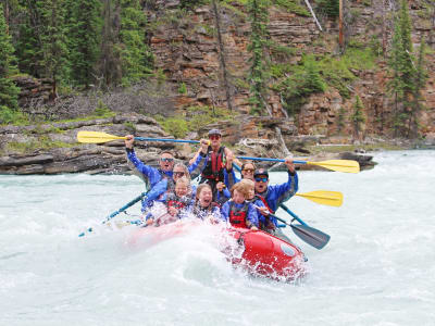 Guided whitewater rafting from Jasper down Athabasca Falls Canyon