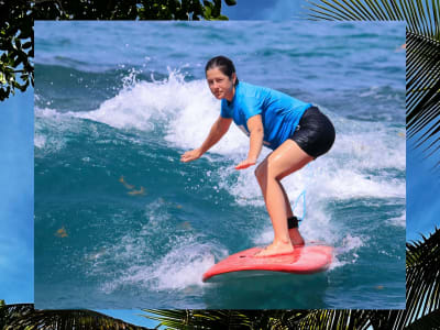 Cours de surf sur la plage de l’Anse Bonneville à Tartane, près de La Trinité