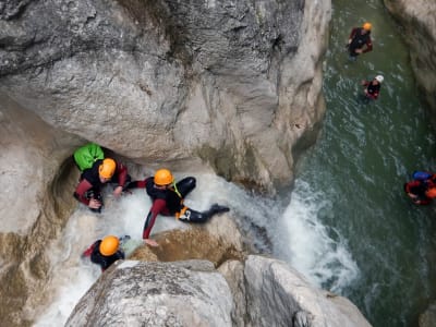 Canyoning in the Burggraben Gorge at Lake Attersee, near Salzburg
