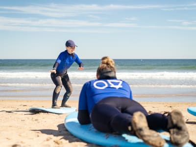 Clase de surf en Belhaven Bay Dunbar en East Lothian