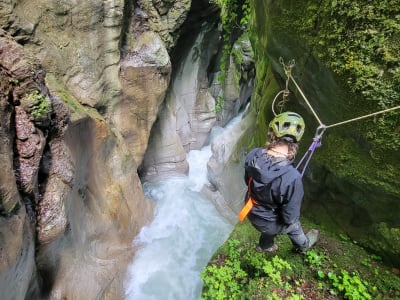 Via Corda in den Gorges des Tines in Saint-Jean-d'Aulps, Haute-Savoie