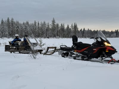 Besuch einer Rentierfarm mit Schneemobil-Schlittentour ab Rovaniemi