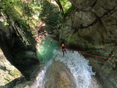 Introduction to canyoning in the Versoud canyon in the Vercors, near Grenoble