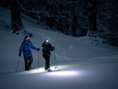 Excursión nocturna con raquetas de nieve en Claviere, cerca de Sestriere
