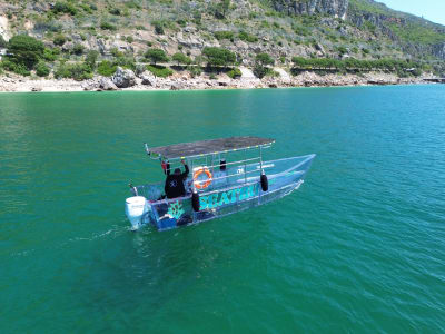 Paseo en barco transparente de Sesimbra a la playa de Ribeiro do Cavalo