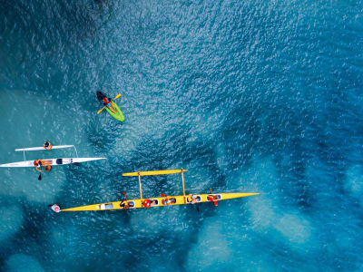 Initiation à la pirogue sur le lagon du Gosier, Guadeloupe