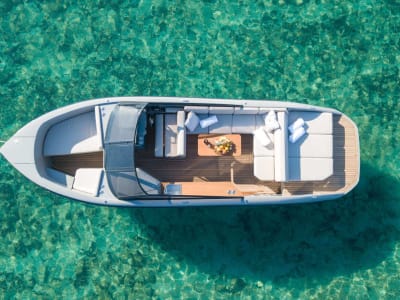 Private Fahrt in einem Elektroboot auf dem Annecy-See ab Veyrier-du-Lac