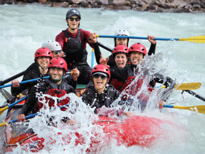 Guided whitewater rafting excursion down the Sunwapta River from Jasper