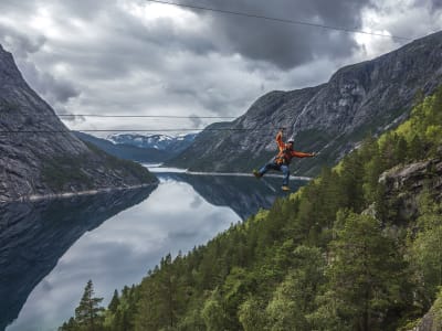 Bike, Hike & Zip-line Tour at Trolltunga from Tyssedal