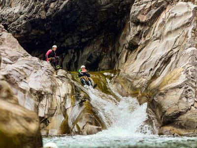 Descent of the Trou Blanc Canyon at Hell-Bourg in the Cirque de Salazie, Reunion Island