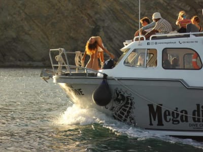 Paseo en barco al atardecer en la Reserva Marina de Arrábida desde Sesimbra
