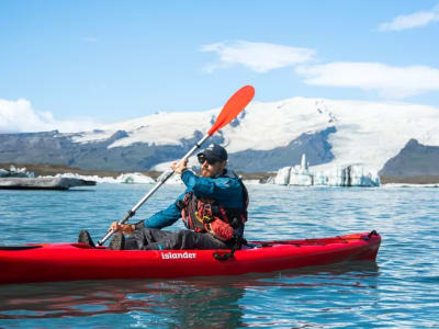 Excursion guidée en kayak à la lagune du glacier Jökulsárlón et randonnée glaciaire au Falljökull à partir de Skaftafell