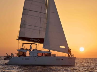 Semi-Private Catamaran Cruise around Santorini from Vlychada Port