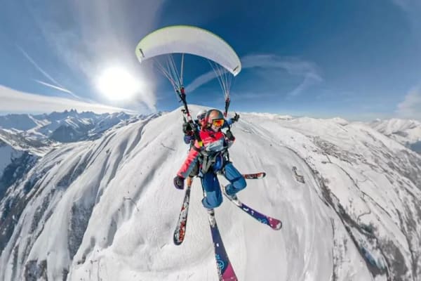 Winter Paragliding Flight in Courchevel or Méribel, Les Trois Vallées