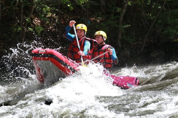 Canoe rafting down the Isère river near Les Arcs