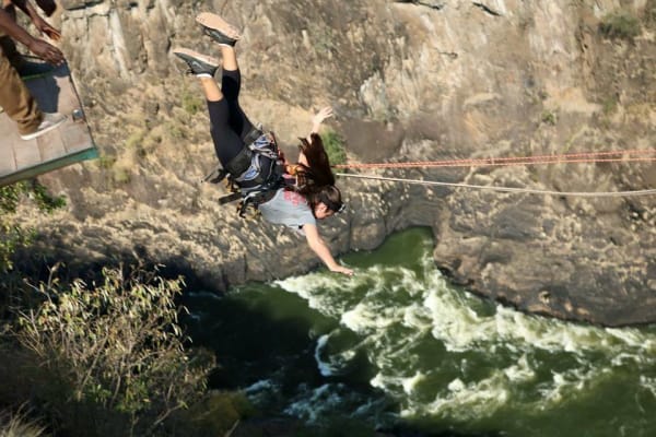 80 metre bridge swing from Victoria Falls Bridge