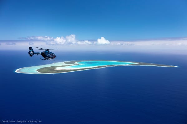 Survol en hélicoptère de Tupai depuis Bora Bora