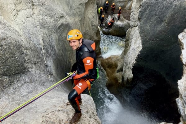 Canyoning in the Canadian Rockies in Heart Creek Canyon, near Banff