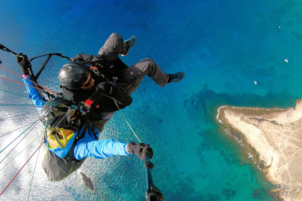 Tandem paragliding flight over the Teide National Park, Tenerife