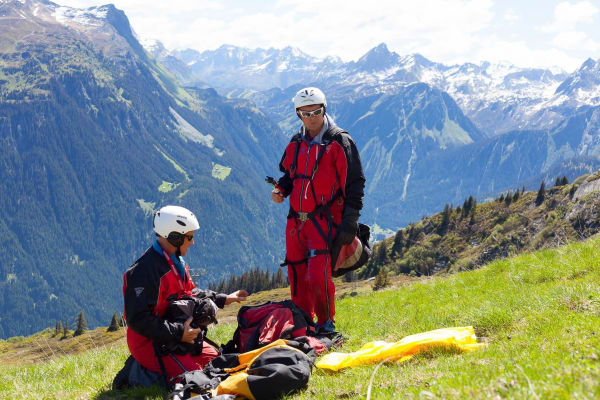 Panoramic Summer Tandem Paragliding Flight over Silbertal  From the Sennigrat