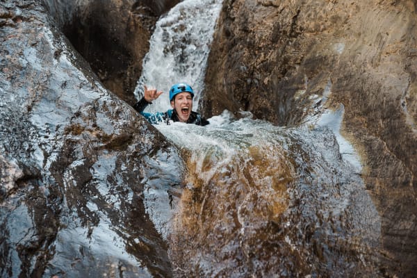 Sporty Canyoning Trip in Lake Abraham near Jasper