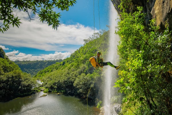 Canyoning bei den Tamarin Falls, Mauritius