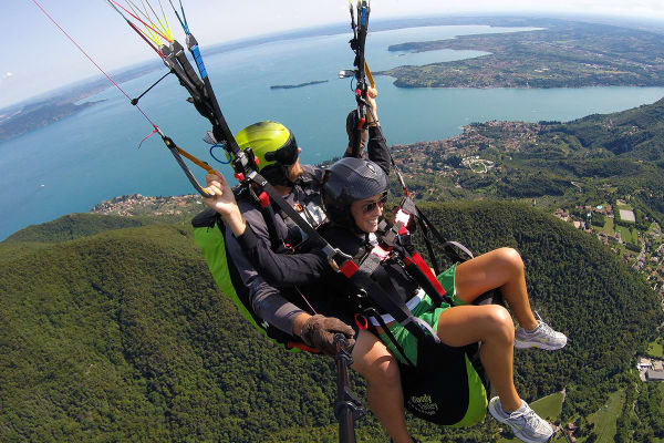 Tandem Paragliding Flight over Lake Garda from Gardone Riviera
