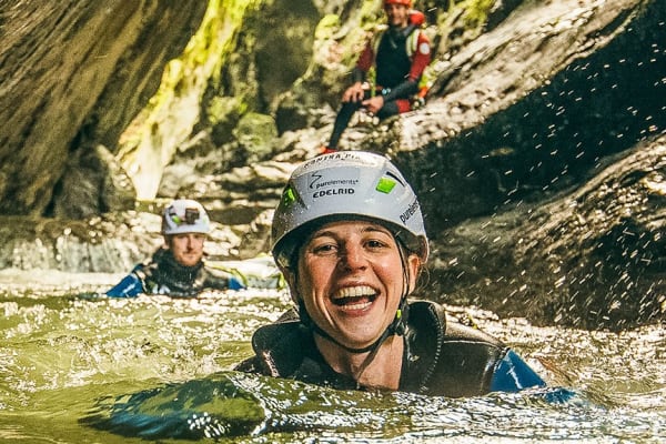 Excursión deportiva de barranquismo en el Kobelache, cerca de Dornbirn