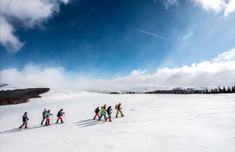 Snowshoeing around Le Lioran, Cantal Massif